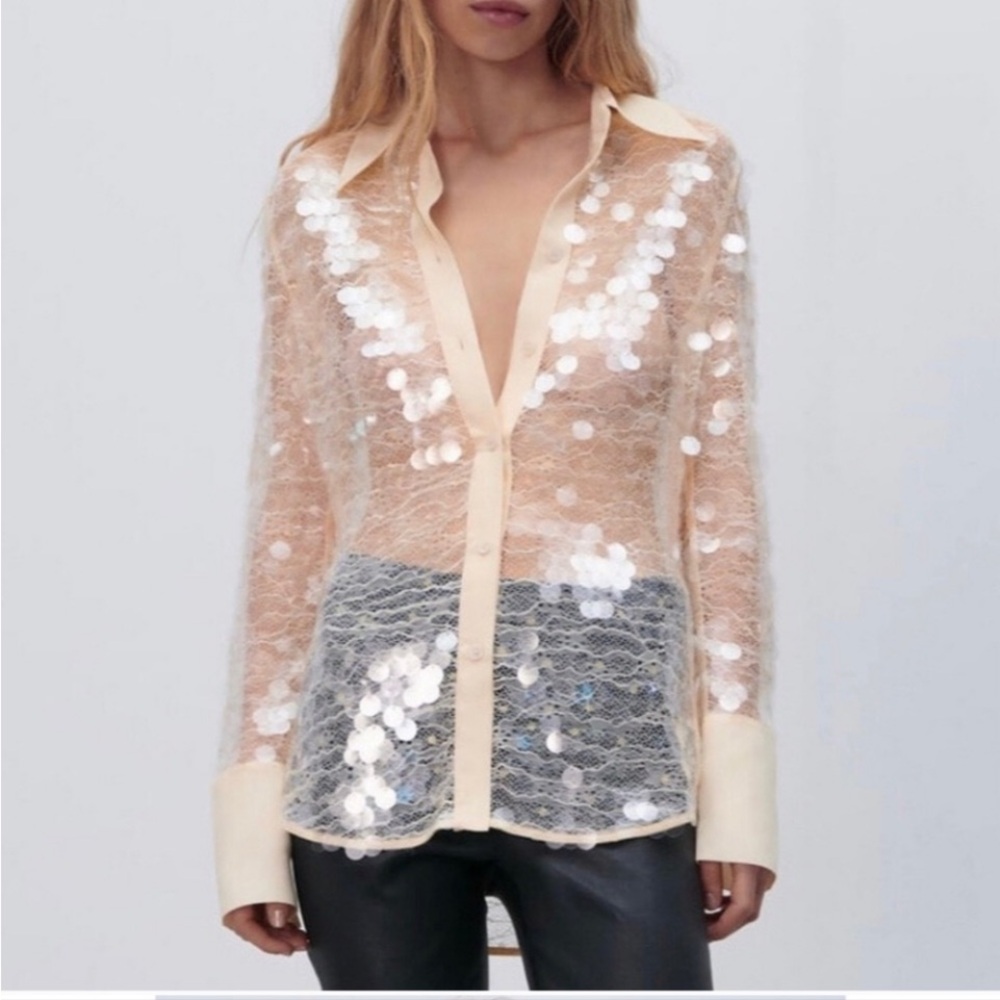 BLOGGERS FAV ZARA
LIMITED EDITION
OVERSIZED SEQUINS
SHIRT TOP WITH PATCH POCKETS